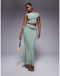 Missy Empire - Double Sculpted Slinky Knot Front Maxi Skirt Co-Ord - Lyst