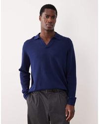 ASOS - Relaxed Knitted Notch Neck Polo - Lyst