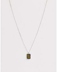 Icon Brand Cadena para el cuello plateada con colgante de piedra - Multicolor