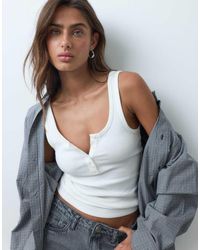 ASOS - Ribbed Scoop Neck Henley Vest - Lyst