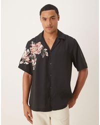 ASOS - Relaxed Fit Shirt With Floral Print Detail - Lyst
