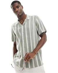 New Look - Short Sleeved Striped Linen Blend Shirt - Lyst