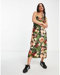 Collusion - Cowl Neck Velvet Floral Printed Maxi Dress - Lyst