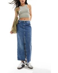 AllSaints - Cyra Double Split Denim Maxi Skirt - Lyst