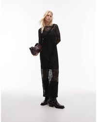 TOPSHOP - Lace Ruffle Long Sleeve Maxi Dress - Lyst