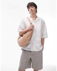 TOPMAN - Short Sleeve Relaxed Linen Mix Geo Shirt - Lyst