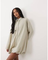 ASOS - Wide Cuff Shirt Mini Dress With Bubble Hem - Lyst