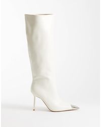 Public Desire - Radiate Stiletto Heel Knee Boots With Pointed Metal Toe - Lyst