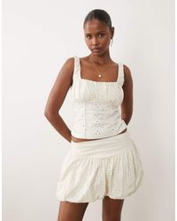 ASOS - Co-ord Broderie Milkmaid Top With Gathered Bust - Lyst