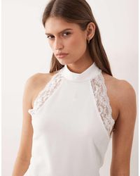 ASOS - Halter Neck With Lace Trim Top - Lyst
