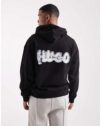 HUGO - Nyrohood Bubble Logo Back Print Loose Fit Hoodie - Lyst