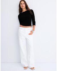 Stradivarius - Boat Neck 3/4 Sleeve T-shirt - Lyst