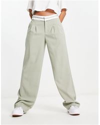 Pull&Bear - Fold Over Waistband Tailored Trousers - Lyst
