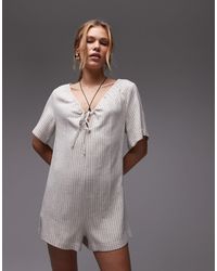 TOPSHOP - Tie Front Throw On Romper - Lyst