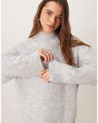 ASOS - Wool Blend High V Neck Jumper - Lyst