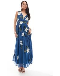 Maya - Floral Embellished V Neck Midaxi Dress - Lyst