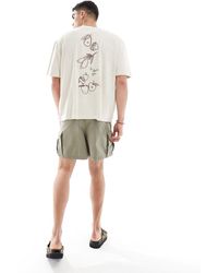 ASOS - T-shirt oversize en tissu éponge avec broderie au dos - beige - Lyst