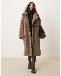 ASOS - – longline-mantel aus lockigem teddyfell - Lyst
