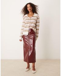 ASOS - Zip Front High Shine Leather Look Midi Skirt - Lyst