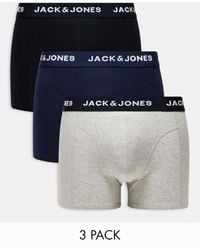 Jack & Jones - Pack De 3 Calzoncillos Grises Y De Varios Colores Con Logo En La Cinturilla De -Negro - Lyst