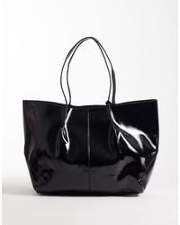 ASOS - Oversized Patent Tote Bag With Zip Pouch - Lyst