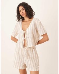ASOS - Tie Front Stripe Top Co-ord - Lyst