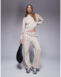 ARMANI EXCHANGE - Monogram Logo Wide Leg Knitted Trousers Co-ord - Lyst