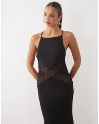 ASOS - High Neck Halter Maxi Dress With Lace Cross Over Detail - Lyst