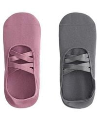 Oysho - 2 Pairs Of Invisible Polyamide Blend Yoga And Pilates Socks With Double Straps - Lyst