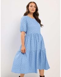 Yours Clothing - Polka Dot Tiered Midi Dress - Lyst