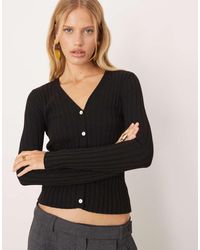 Mango - Ribbed V Neck Cardigan - Lyst