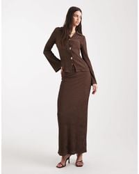 4th & Reckless - Jupe longue d'ensemble côtelée à taille haute - chocolat - Lyst