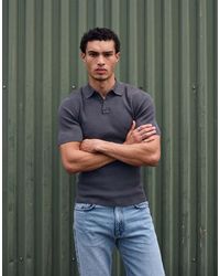 ASOS - Essential Muscle-Fit Fine-Rib Knit Polo - Lyst
