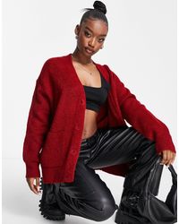 NA-KD Oversized Cardigan - Red