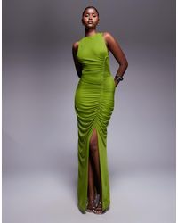 ASOS - – gerafftes netzstoff-maxikleid - Lyst
