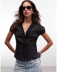Collusion - Frill Detail Short Sleeve Blouse - Lyst
