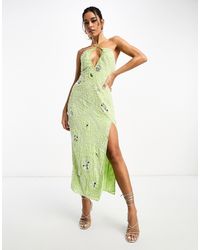 ASOS Kimono Midi Dress With Delicate Beaded Embellishment in White Lyst