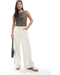 Only Petite - Wide Leg Tie Waist Jeans - Lyst