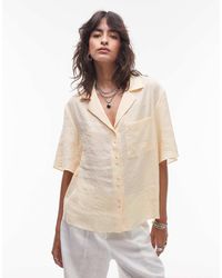 TOPSHOP - Camisa Amarillo Pastel De Cupro Muy Suave De (Parte De Un Conjunto) - Lyst