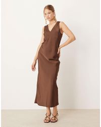 ASOS - V-neck Satin Slip Midi Dress - Lyst