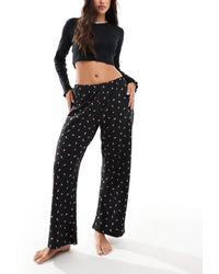 Wednesday's Girl - Rose Print Trouser And Pointelle Top Pyjama Set - Lyst