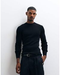 ASOS - Essentials Micro Rib Muscle Fit Lightweight Knitted Jumper - Lyst