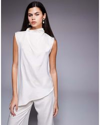 ASOS - Satin Drape And Scarf Detail Co-ord Top - Lyst