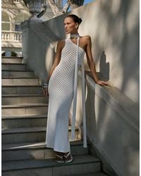 4th & Reckless - Crochet Asymmetric Scarf Detail Maxi Beach Dress - Lyst