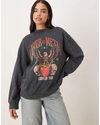 ASOS - Oversized Sweatshirt With Vintage Rock Eagle Graphic - Lyst