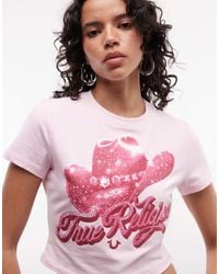 TRUE RELIGION - Crystal Cowgirl Baby Tee - Lyst