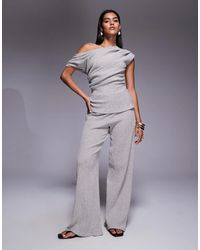 River Island - Textured Wide Leg Trouser - Lyst