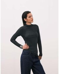 Mango - High Neck Asymmetric Knitted Top - Lyst