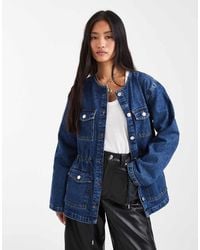 ASOS - Cinch Waist Utility Pocket Denim Jacket With Waist Cord - Lyst