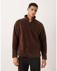 ASOS - Relaxed Funnel Neck Quarter Zip Fleece Sweatshirt - Lyst